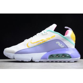 Mens and WMNS Nike Air Max 2090 White Violet/Pink/Bright Yellow CT7698-009 Shoes